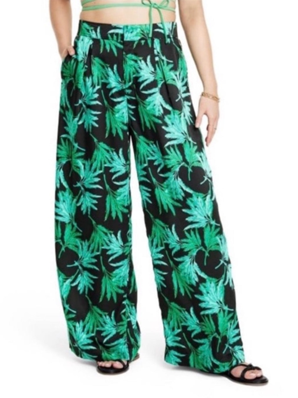 NWT: Fe Noel x Target Women's Feathered Palm Print Wide Leg Pants 1x